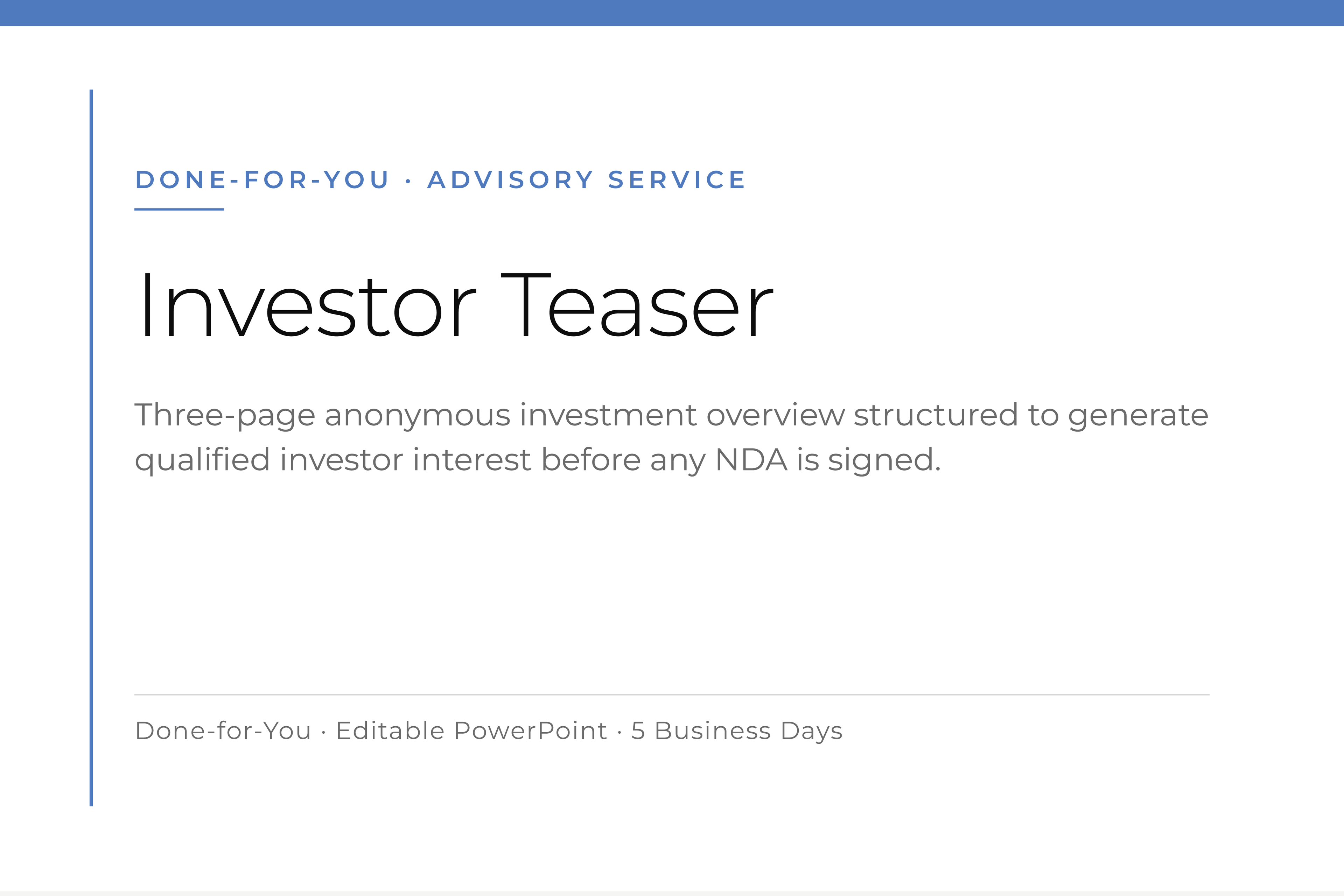 Investor Teaser